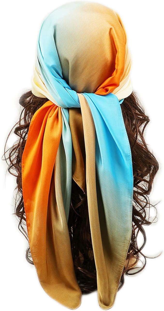 YOUR SMILE Silk Like Scarf Women's Fashion Pattern Large Square Satin Headscarf Headdress
