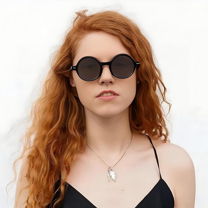 Trendy Round Polarized Sunglasses for Men Women Chunky Hippie Costume Sun Glasses 90s Circle Retro Style