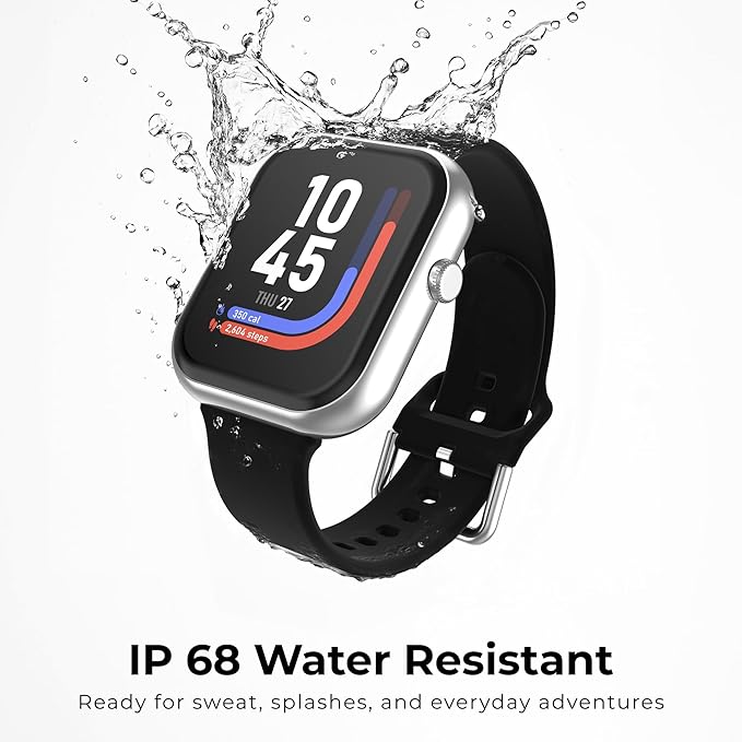 iTouch AIR 5 Smartwatch - 1.85" AMOLED Display, Bluetooth Calling, 100+ Sports Modes, Heart Rate, SpO2, Sleep & Stress Tracking, IP68, 7-Day Battery Life (Silver Case w/Lavander Silicone Band)