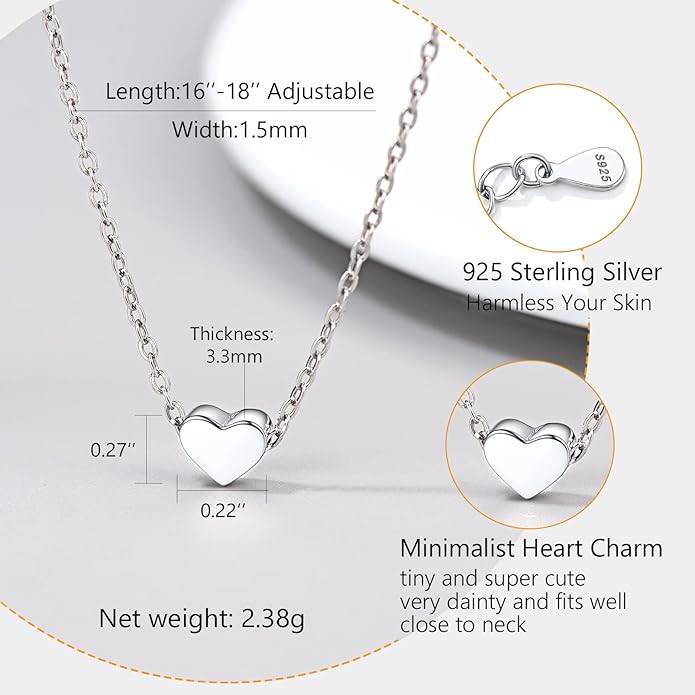 PROSILVER 925 Sterling Silver Necklace for Women | Dainty Delicate Adjustable Choker with Heart/Star/Moon/Vertical Bar Pendant, Hypoallergenic Tarnish Resistant Everyday Jewelry Gift for Her