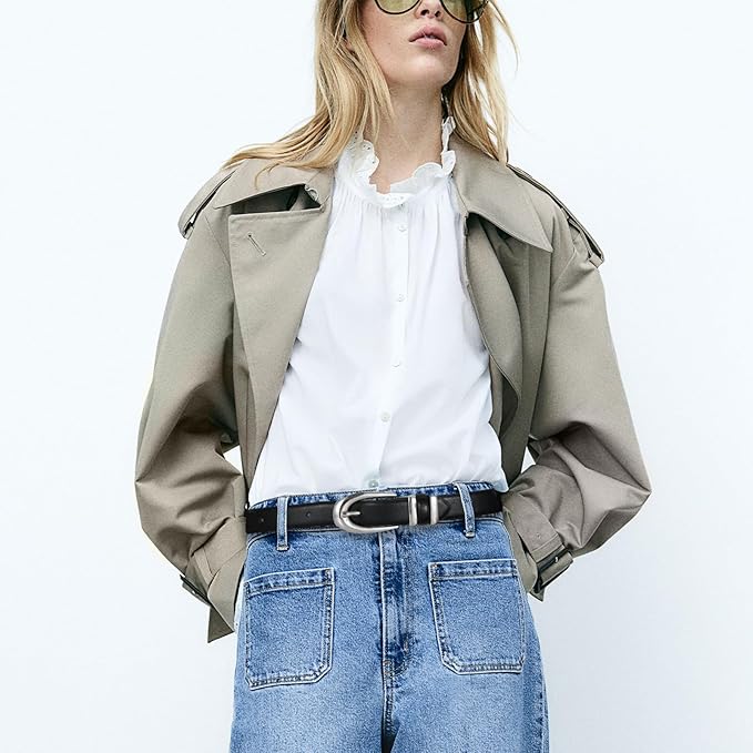 Women's Belt Fashion Buckle Premium Synthetic Leather Ladie Belts for Jeans Minimalist Design Gifts for Women
