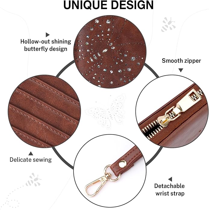 RFID Wallet Women, Large Capacity Butterfly Cell Phone Clutch Purses Ladies Wristlet Wallets for Women