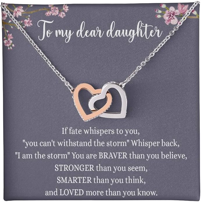 VIRAGIL To My Daughter Gift Necklace From Dad or Mom - Badass Daughter Jewelry With Heartfelt Message & Elegant Box