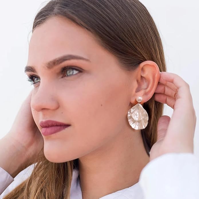 Long Pearl Earrings for Women 925 sterling silver Pearl Dangle Earrings Hypoallergenic Elegant Wedding Pearl Tassel Earrings for Bridal Christmas Gift…