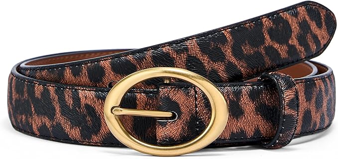 Womens Belt - CR Leather Belt Women Casual for Jeans Pants Dress - Belts with Gold Buckle for Women Fashion