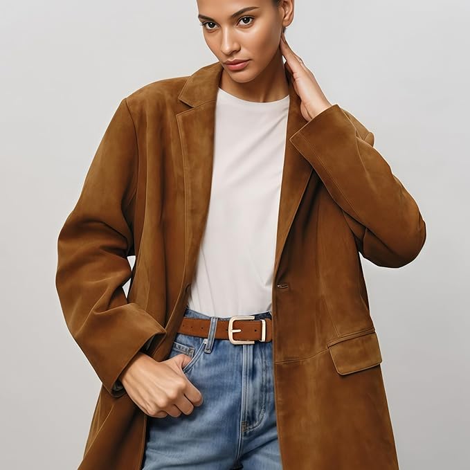 HOTWILL Women Suede Belt for Jeans Dresses Fashion Chunky Ladies Waist Belts with Gold Buckle