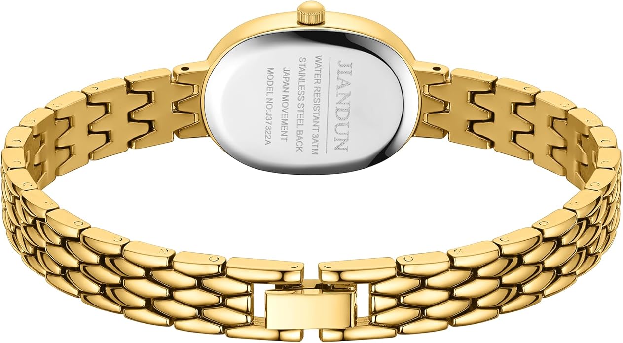 JIANDUN Vintage Small Gold Women’s Watch, Elegant Stainless Steel Bracelet, Water-Resistant with Tools Included