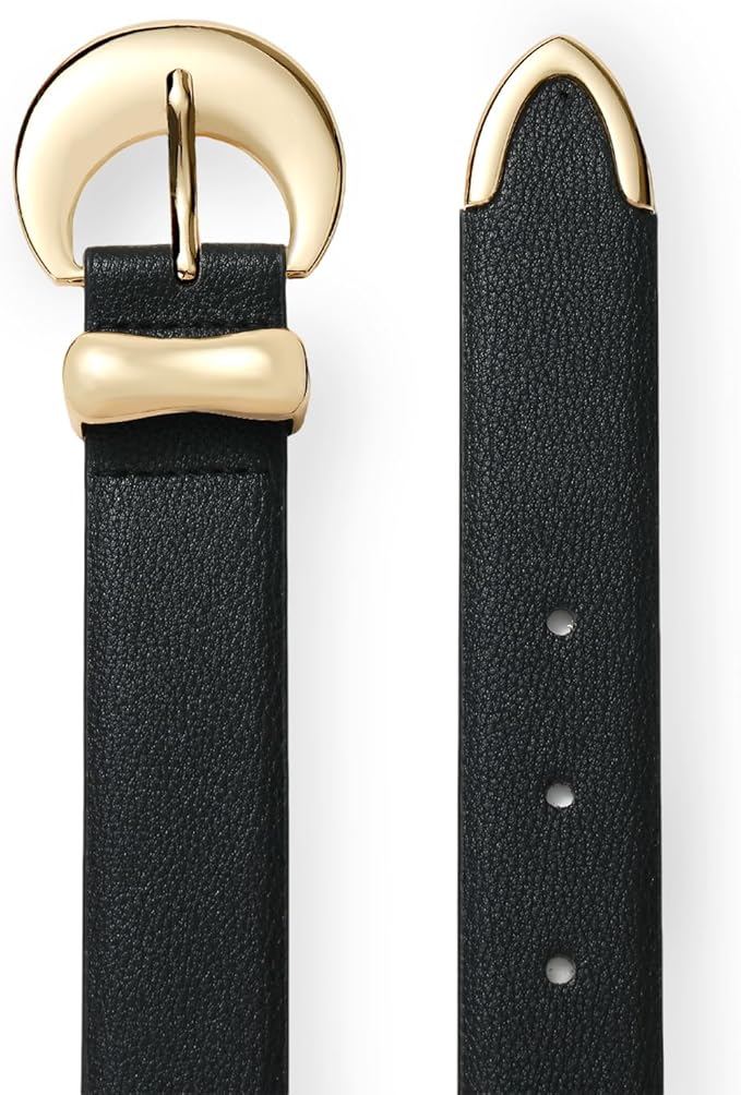 Women's Belt Fashion Buckle Premium Synthetic Leather Ladie Belts for Jeans Minimalist Design Gifts for Women