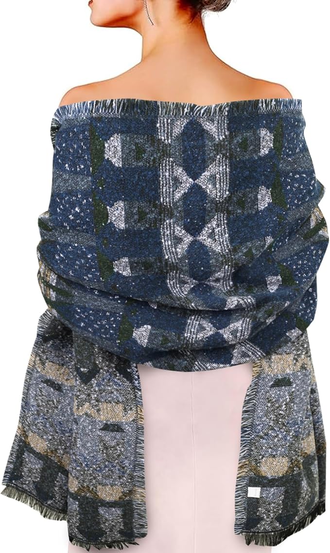 EXTREE Scarfs for Women Pashmina Silky Shawl Wrap for Evening Dressing Blanket Open Front Poncho Cape