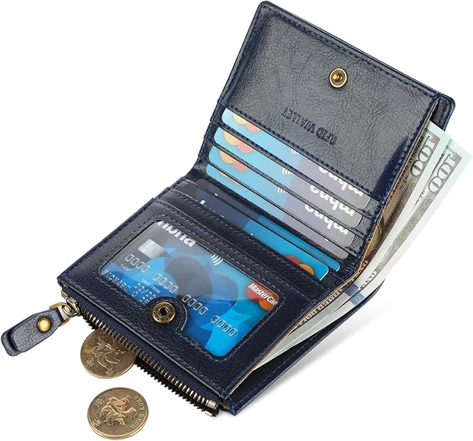 Lavemi Ultra Thin Small Compact Leather Womens Girls Wallets RFID Blocking Credit Card Holder for Women