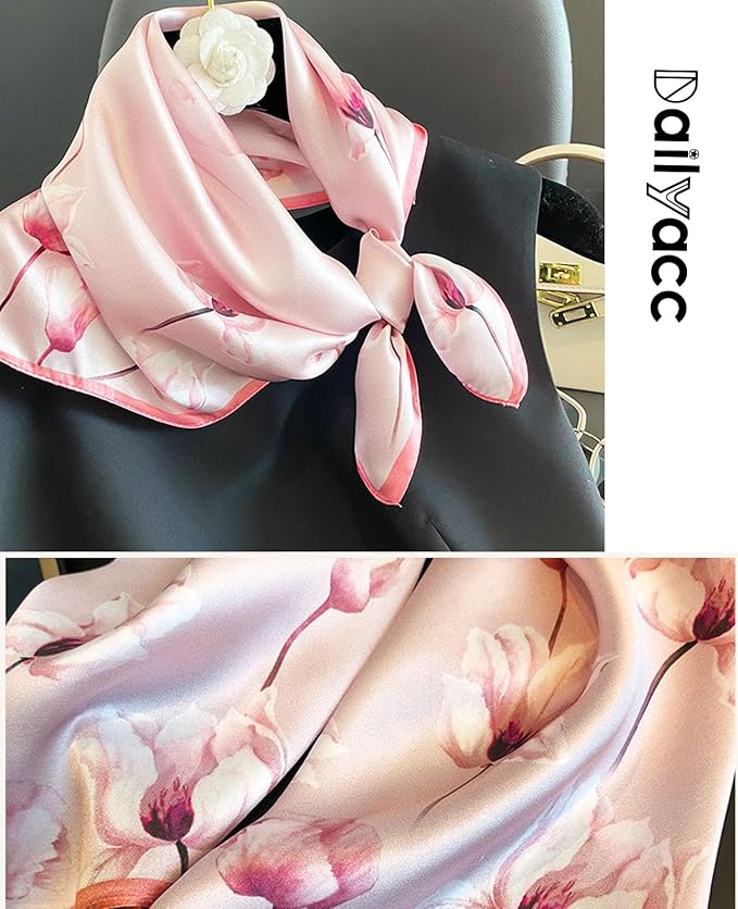 Dailyacc Hair Bandanas Scarf For Women Lightweight Fashion Neck Silk Satin Head Scarves For Sleeping Handbags Scarf