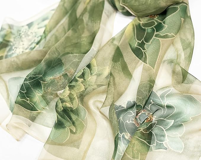 Pokeedioty Scarfs for Women Lightweight Fashion Scarves Elegant Floral Pattern Sheer Scarfs Sunscreen Shawls Wraps