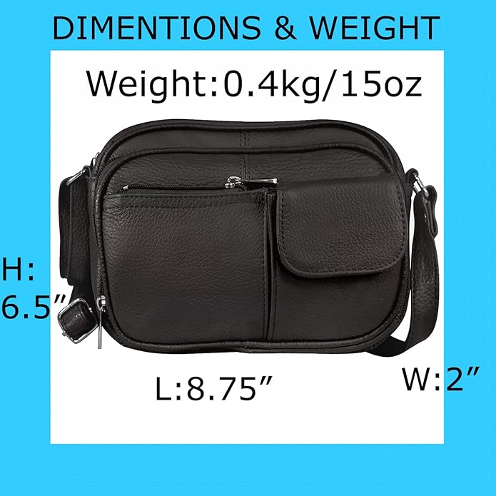 Cowhide Leather Women's Shoulder Purse Small Cross Body Organizer Bag with Many Pockets