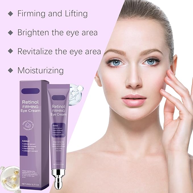 Retinol Eye Cream 20g - Anti Aging Eye Cream for Dark Circles & Puffiness - Reduces Wrinkles & Fine Lines, Firms & Brightens with Niacinamide & Collagen - Hydrating, Gentle Formula for All Skin Types