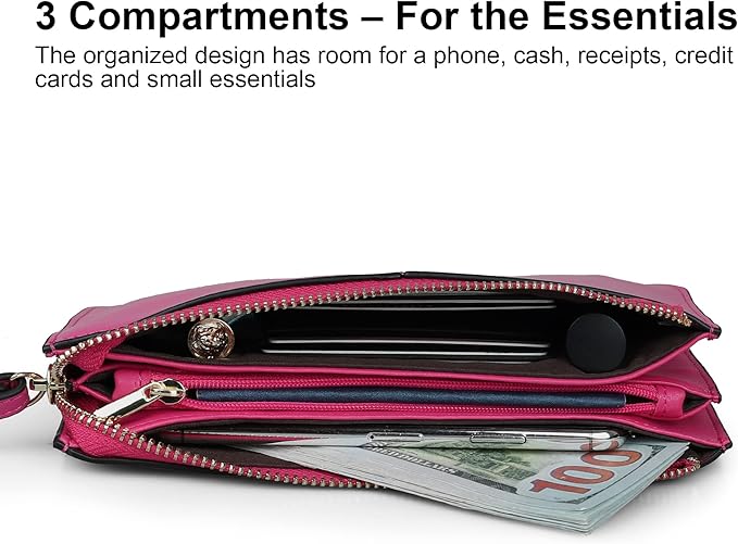 befen Genuine Leather Wristlet Clutch for Women Ultra-Slim Ladies Credit Card Holder Wallet Purses with RFID Protection