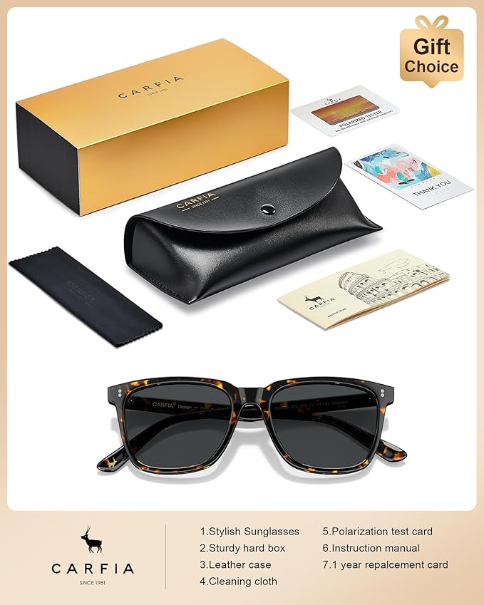 CARFIA Polarized Sunglasses for Women: Acetate, Small/Medium Size, UV400 Anti Glare CA5354
