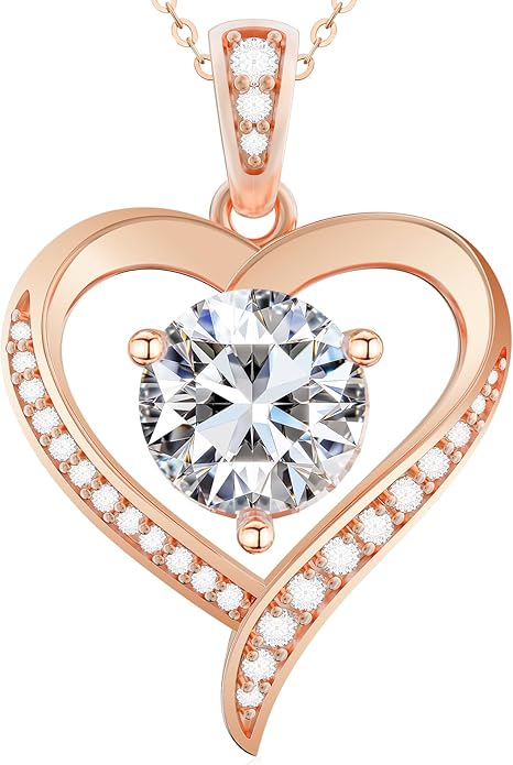 Heart Pendent Necklaces for Women, 1-3ct Moissanite Necklace with I love U Engraving - Anniversary Birthday Gifts for Women Her Wife Girlfriend Mom, 925 Silver Jewelry