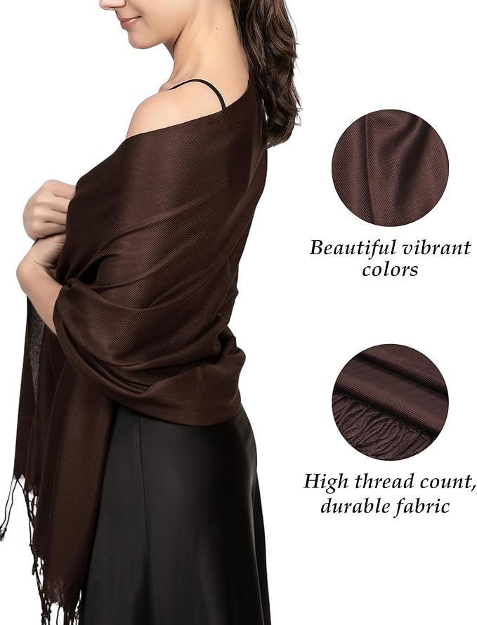 Achillea Soft Silky Pashmina Scarf for Women – Shawl Wrap for Evening Dresses, Bridesmaids, Weddings & Everyday Wear