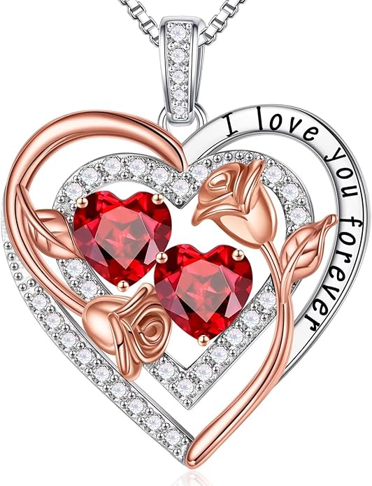 Iefil Mothers Day Gifts for Wife - Sterling Silver Birthstone Necklace Birthday Gifts for Her Wife