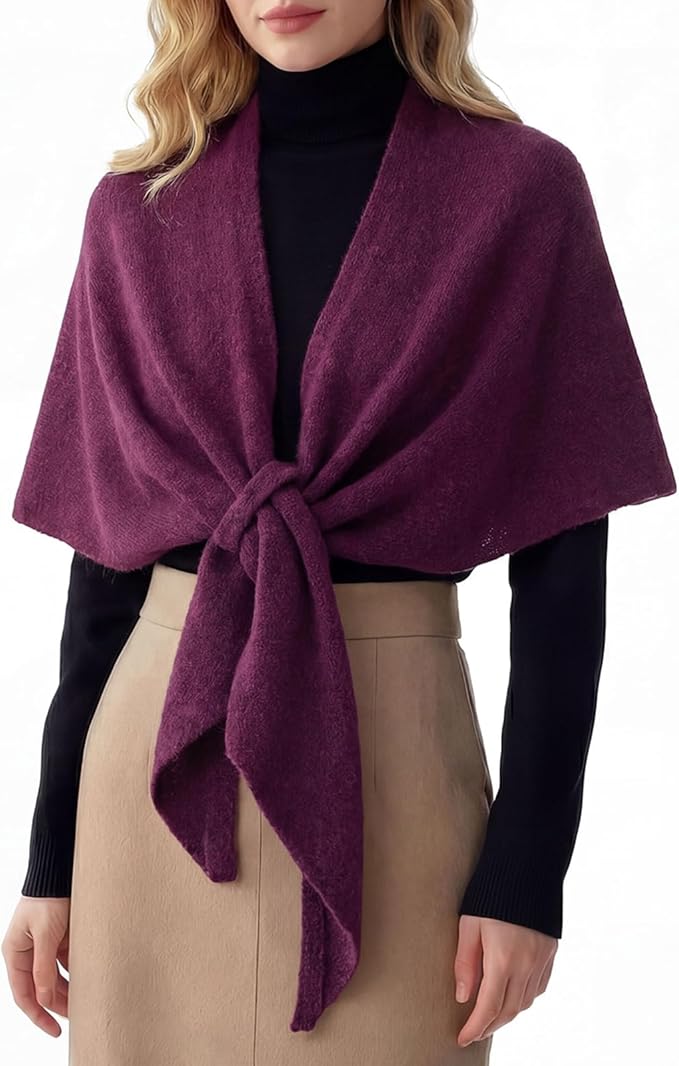 RIIQIICHY Shawl Wrap Women Pashmina Triangle Cape Knit Sweater Scarf for Fall Winter Fashion Accessory