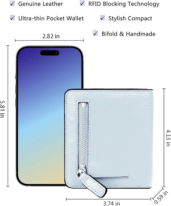 AINIMOER Small Leather Wallet for Women, Ladies Credit Card Holder RFID Blocking Women's Mini Bifold Pocket Purse