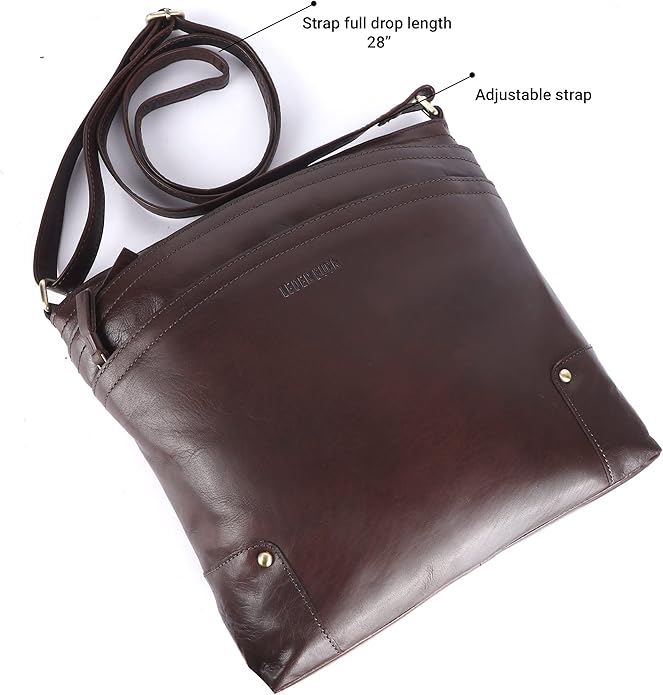 Terry Large Soft Real Leather Womens Crossbody Handbags and Purses-Triple Zip Premium Sling Crossover Shoulder Bag