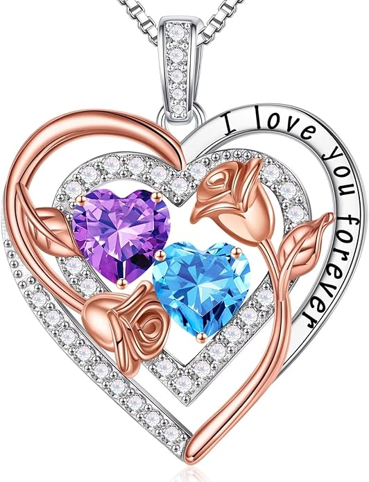 Iefil Mothers Day Gifts for Wife - Sterling Silver Birthstone Necklace Birthday Gifts for Her Wife