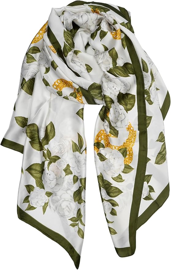 YOUR SMILE Large Mulberry Silk Feeling Long Stain Scarf Lightweight Sunscreen Shawls Wraps for Women