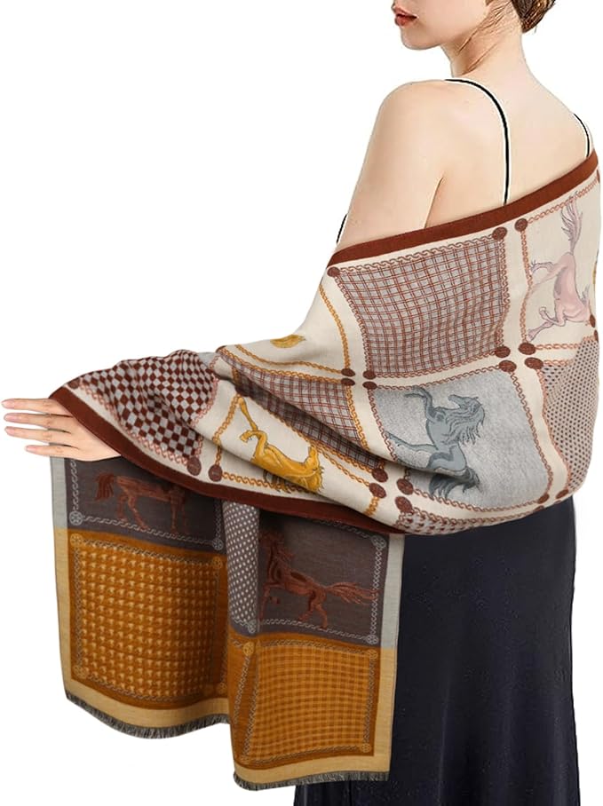 EXTREE Scarfs for Women Pashmina Silky Shawl Wrap for Evening Dressing Blanket Open Front Poncho Cape