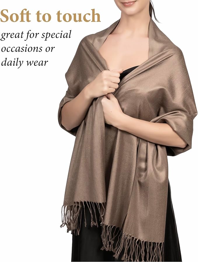 Achillea Soft Silky Pashmina Scarf for Women – Shawl Wrap for Evening Dresses, Bridesmaids, Weddings & Everyday Wear