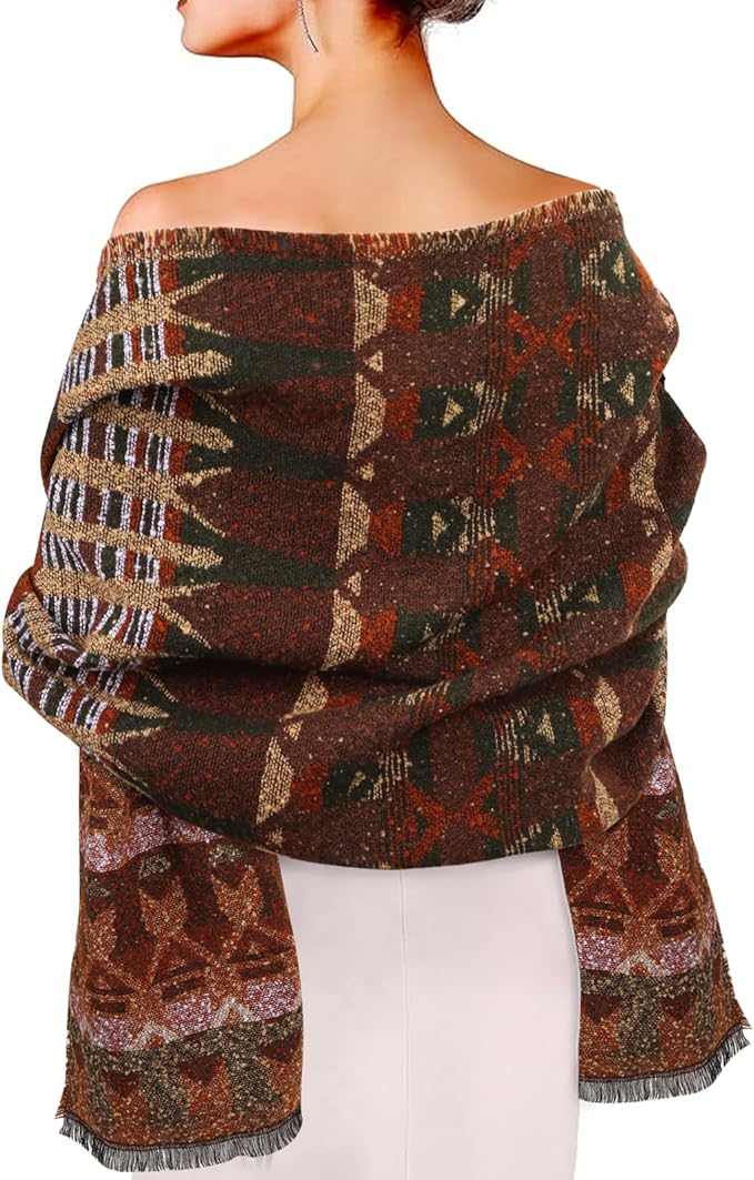 EXTREE Scarfs for Women Pashmina Silky Shawl Wrap for Evening Dressing Blanket Open Front Poncho Cape