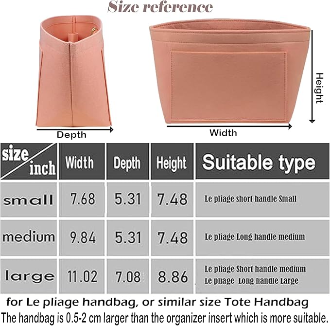 Lckaey Purse Organizer Insert for Le Pliage Neo Handbags Insert Organizer1012pink-S