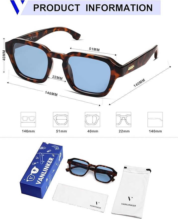 VANLINKER Retro Vintage Polarized Trendy Small Square Sunglasses for Women Men 2025 Fashion Shades VL9858