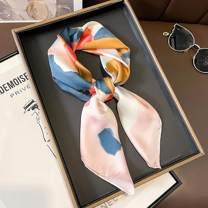 27.5 Inches Satin Bandanas Head Scarf for Women Silk Neck Scarves Accessories for Sleeping Handbags Scarf