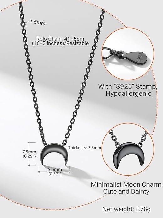 PROSILVER 925 Sterling Silver Necklace for Women | Dainty Delicate Adjustable Choker with Heart/Star/Moon/Vertical Bar Pendant, Hypoallergenic Tarnish Resistant Everyday Jewelry Gift for Her