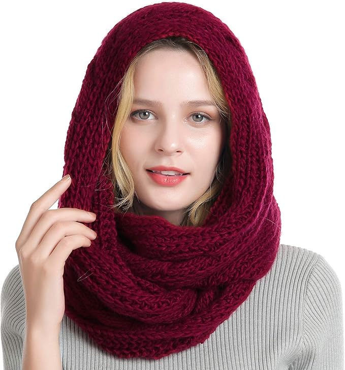 QUEENFUR Winter Women Thick Cable Knit Ribbed Infinity Circle Loop Scarf