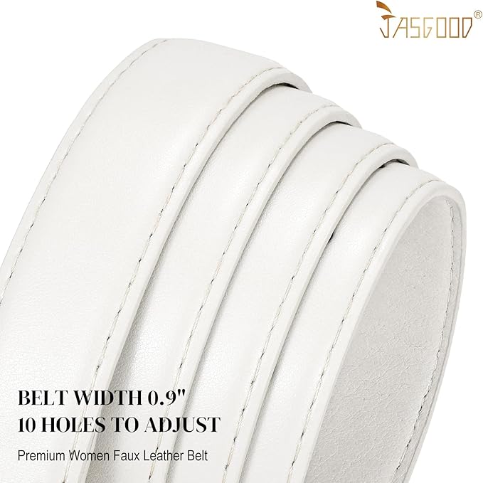JASGOOD Women Leather Belt Fashion Ladies Skinny Leather Waist Belt for Pants Jeans Dress with Gold Buckle