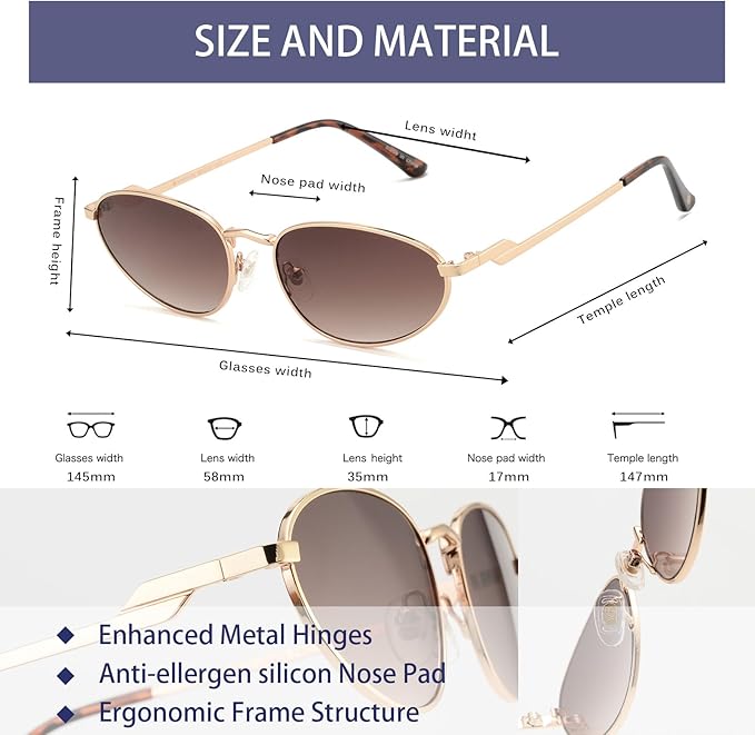Retro Oval Sunglasses Womens Mens Trendy 2025, Fashion Y2K Narrow Oval Cat Eye Sun Glasses UV400 Protection VF2251