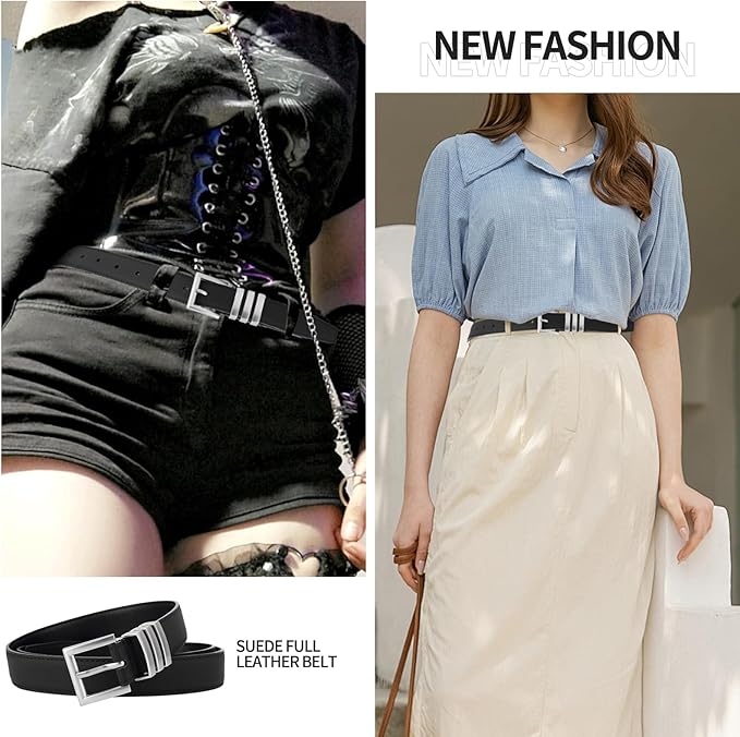 TINIDI Women Genuine Leather Belt for Jeans Pants Dress Fashion Ladies Waist Belt with Gold Buckle