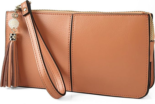 befen Genuine Leather Wristlet Clutch for Women Ultra-Slim Ladies Credit Card Holder Wallet Purses with RFID Protection
