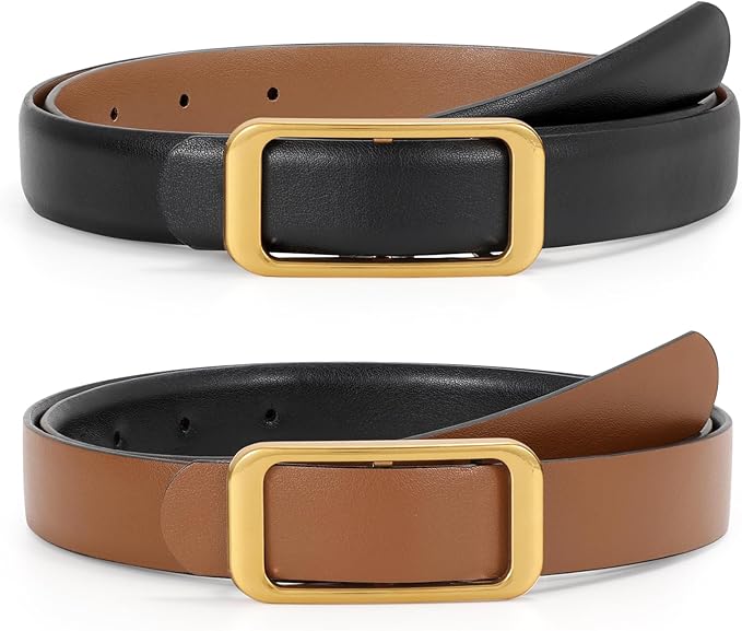 JASGOOD Women Reversible Leather Belt for Pants Jeans Ladies Waist Belt for Dresses