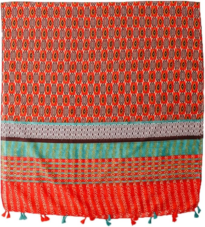 Yeieeo Boho Scarf for Women Lightweight Floral Printed Scarf Fall Winter Fashion Fringed Shawl
