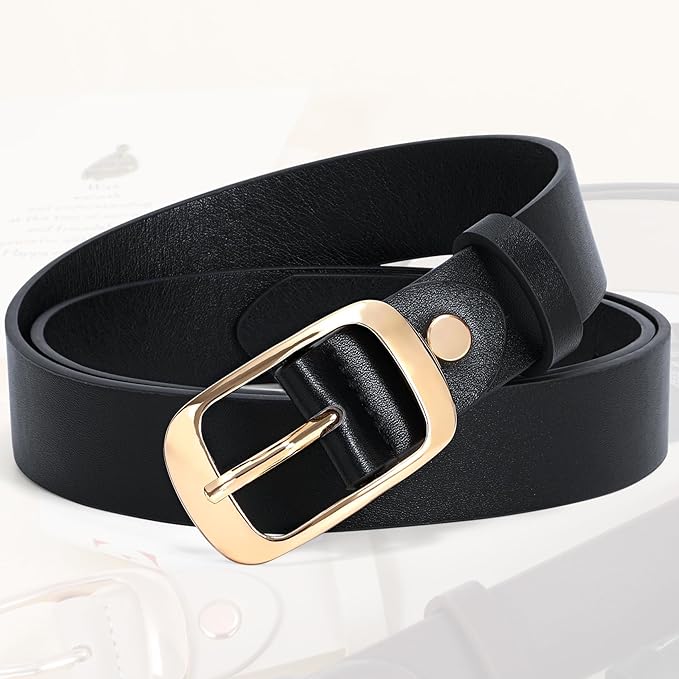 XZQTIVE 2 Pack Women Plus Size Leather Belts Fashion Cowhide Waist Belt with Solid Pin Buckle for Jeans Pants Dress