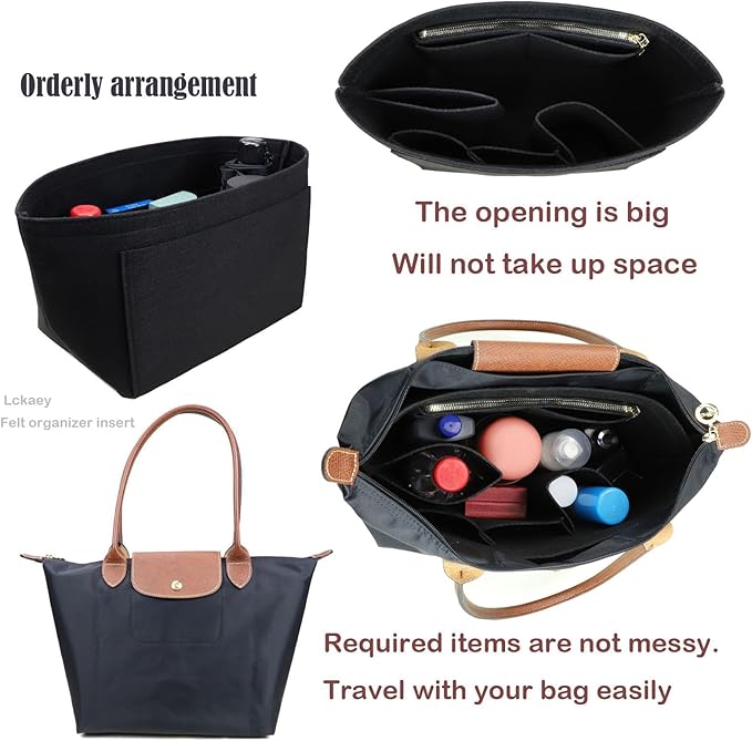 Lckaey bag Organizer Insert for Longchamp Le Pliage Neo Handbags Insert Organizer 1012BLACK-M