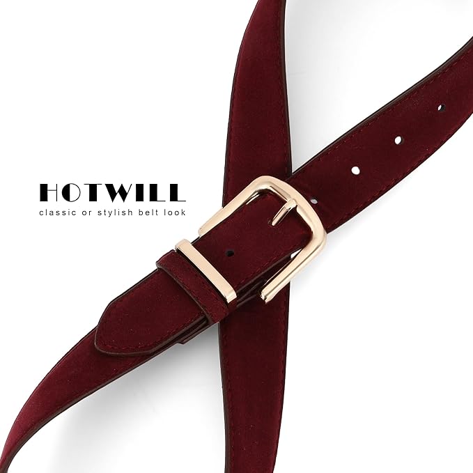 HOTWILL Women Suede Belt for Jeans Dresses Fashion Chunky Ladies Waist Belts with Gold Buckle