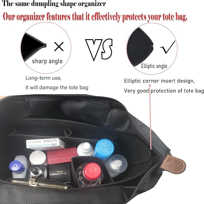 Lckaey Purse Organizer Insert for le pliage large bags for women(Large) Handbags Organizer1012black-L