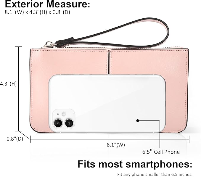 befen Genuine Leather Wristlet Clutch for Women Ultra-Slim Ladies Credit Card Holder Wallet Purses with RFID Protection