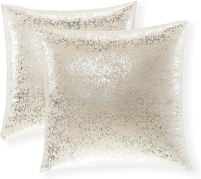 Xinrjojo Gift, Champagne Throw Pillows, Super Soft Sparkling Decorative Square Cushion Cover Handmade Pillowcase with Hidden Zipper, 2 Packs, 20x20 inch(Silver- Champagne)