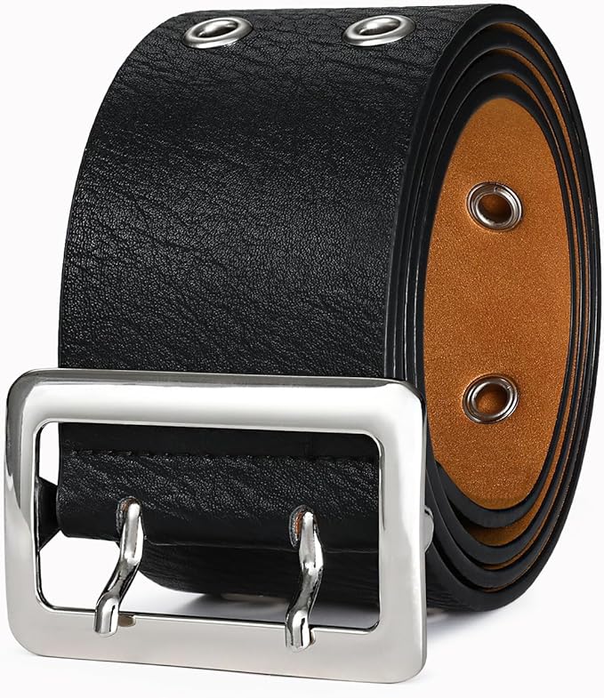 Wide Belts for Women Leather Wide Belts Fashion Thick Black Belt With Gold Buckle Belt for Dresses