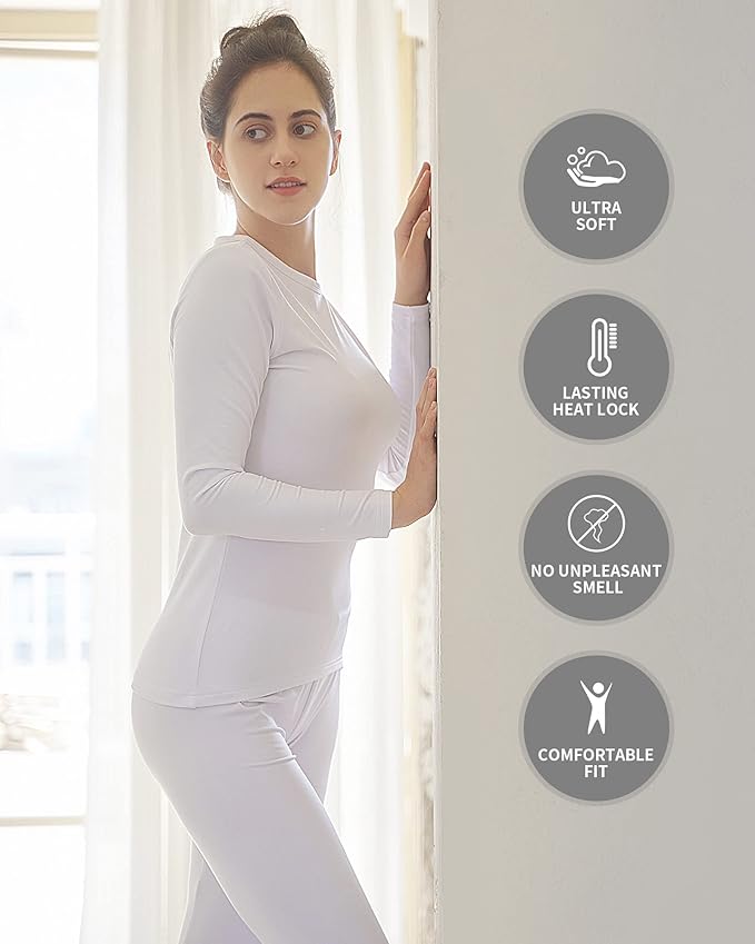 WEERTI Thermal Underwear for Women Long Johns with Fleece Lined Base Layer Women Cold Weather Top Bottom